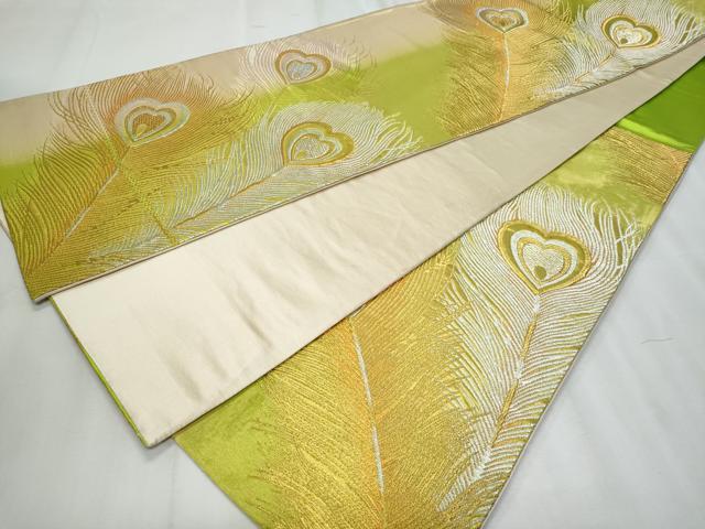 平和屋着物◎六通柄袋帯　孔雀羽文　金銀糸　正絹　逸品　CABF1054fb