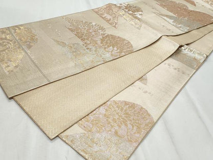平和屋着物◎佐賀錦 六通柄袋帯 更紗花文 金糸 正絹 逸品 CABF1090fb