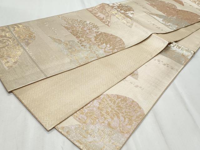平和屋着物◎佐賀錦 六通柄袋帯 更紗花文 金糸 正絹 逸品 CABF1090fb