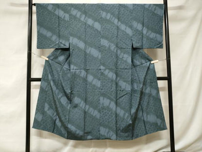 平和屋着物■男性 長襦袢 袷 絞り 斜線文 正絹 逸品 CABE7990ev