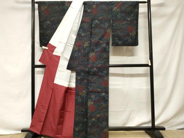 平和屋着物■上質な紬 風景文 正絹 逸品 CABF3670ev