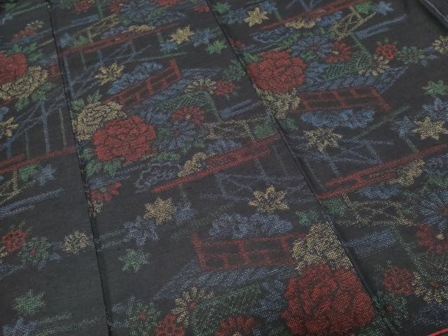 平和屋着物■上質な紬 風景文 正絹 逸品 CABF3670ev