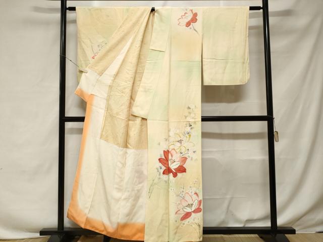 平和屋着物■訪問着 手描き 枝花文 暈し染め 金彩 正絹 逸品 CABF3690ev
