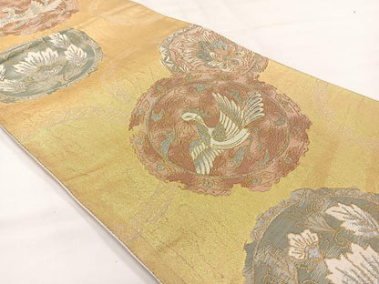 平和屋着物◎六通柄袋帯 花鳥更紗文 金銀糸 正絹 逸品 AABH8710uk