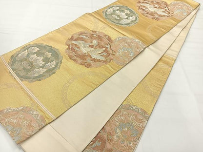 平和屋着物◎六通柄袋帯 花鳥更紗文 金銀糸 正絹 逸品 AABH8710uk