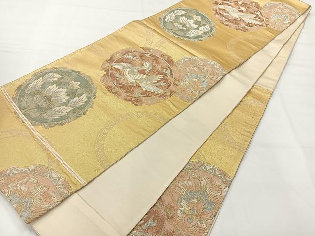 平和屋着物◎六通柄袋帯 花鳥更紗文 金銀糸 正絹 逸品 AABH8710uk
