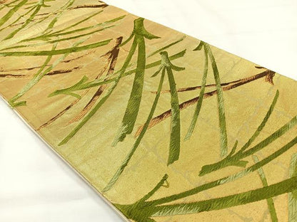 平和屋着物◎六通柄袋帯 唐織 敷松葉 金糸 正絹 逸品 AABH8718uk