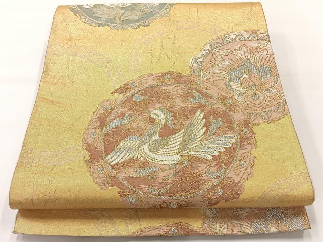 平和屋着物◎六通柄袋帯 花鳥更紗文 金銀糸 正絹 逸品 AABH8710uk