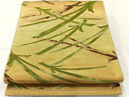平和屋着物◎六通柄袋帯 唐織 敷松葉 金糸 正絹 逸品 AABH8718uk