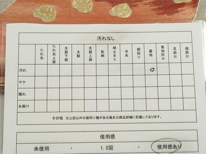 平和屋着物◎六通柄袋帯 孔雀文 金銀糸 正絹 逸品 CABE4379ou