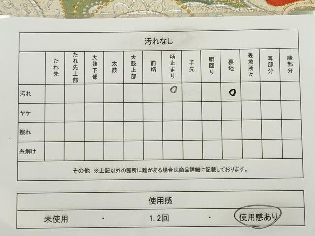 平和屋着物◎六通柄袋帯　孔雀羽文　金銀糸　正絹　逸品　CABE4362ou
