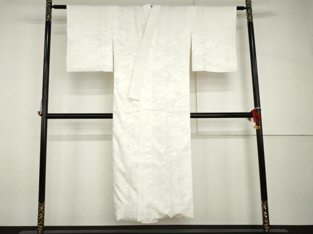 平和屋着物●長襦袢　袷　草花地紋　洗える着物　AABH8884cs
