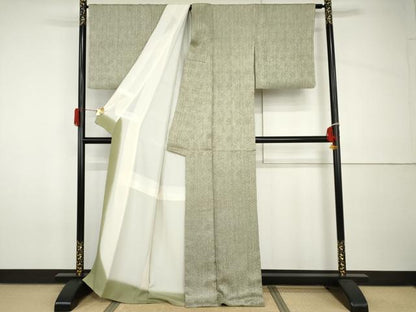 平和屋着物●名門　藤娘きぬたや・杢目絞り　小紋　正絹　逸品　AABH8885cs