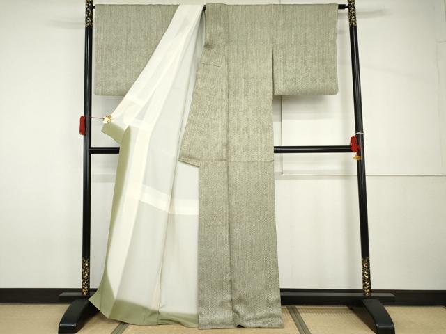 平和屋着物●名門　藤娘きぬたや・杢目絞り　小紋　正絹　逸品　AABH8885cs