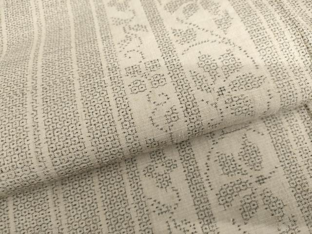 平和屋着物●結城紬　100亀甲　花唐草間道　正絹　逸品　AABH8917cs