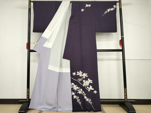平和屋着物●本加賀友禅作家　菊田宏幸　訪問着　枝花文　正絹　逸品　AABH8921cs