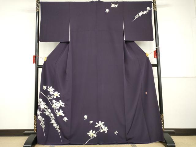 平和屋着物●本加賀友禅作家　菊田宏幸　訪問着　枝花文　正絹　逸品　AABH8921cs