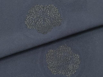 平和屋着物▼羽織・コート　反物　羽尺　寿光織　草花丸文　青褐色　金糸　逸品　未使用　DABE3204we