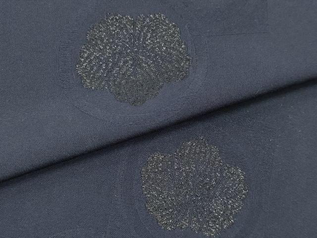 平和屋着物▼羽織・コート　反物　羽尺　寿光織　草花丸文　青褐色　金糸　逸品　未使用　DABE3204we