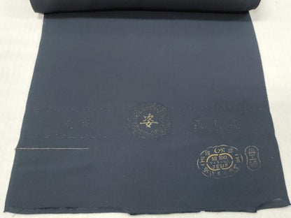 平和屋着物▼羽織・コート　反物　羽尺　寿光織　草花丸文　青褐色　金糸　逸品　未使用　DABE3204we