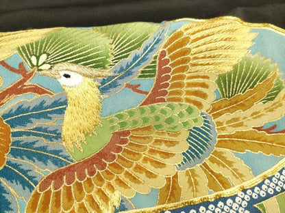平和屋着物■豪華黒留袖　駒刺繍　鳳凰文　松竹梅　金彩　正絹　逸品　DABE6091cm