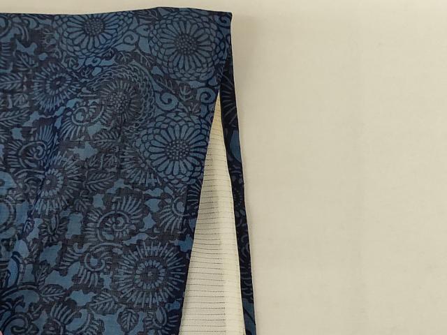 平和屋着物＊夏物 小紋 紗 更紗花文 洗える着物 AABH9392jd