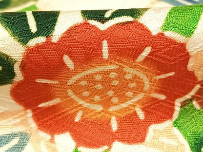 平和屋着物●訪問着　型染め　草花文　正絹　逸品　AABH4951fy