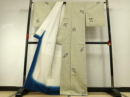 平和屋着物●上質な紬　花丸文　正絹　逸品　AABH4955fy