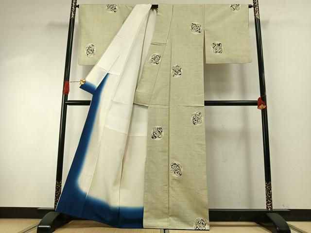 平和屋着物●上質な紬　花丸文　正絹　逸品　AABH4955fy