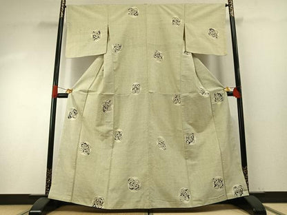 平和屋着物●上質な紬　花丸文　正絹　逸品　AABH4955fy