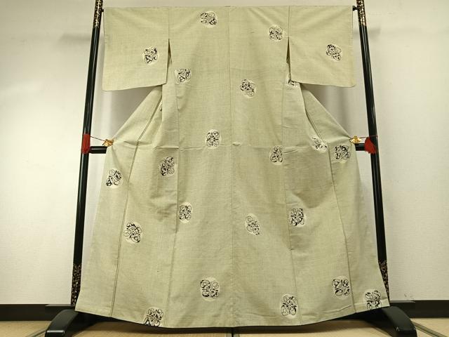 平和屋着物●上質な紬　花丸文　正絹　逸品　AABH4955fy