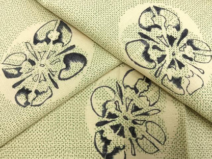 平和屋着物●上質な紬　花丸文　正絹　逸品　AABH4955fy
