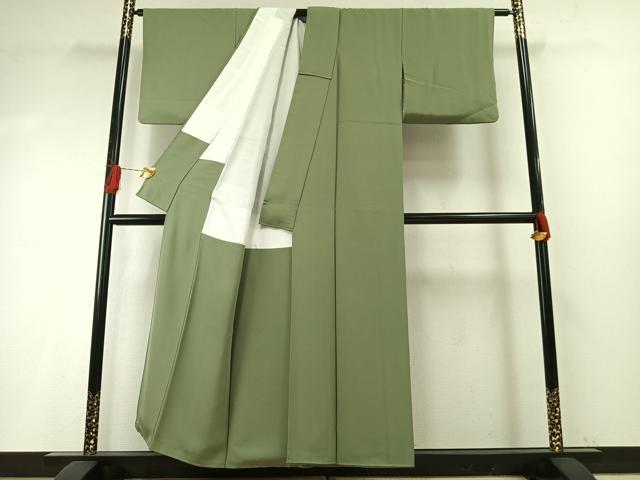 平和屋着物●本草木染作家　瑞寶　色無地　柳茶色　正絹　逸品　AABH4983fy 平和屋着物○本草木染作家 瑞寶 色無地 柳茶色 正絹 逸品 AABH4983fy