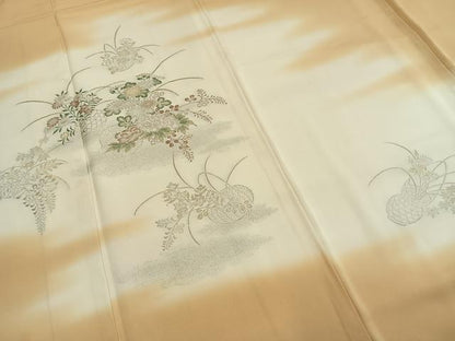 平和屋着物●豪華色留袖　寿光織　草花文　暈し染め　金銀糸　正絹　逸品　AABH4977fy