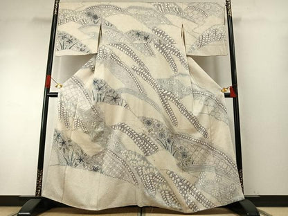 平和屋着物●訪問着　絞り　草花文　三越扱い　正絹　逸品　AABH4978fy