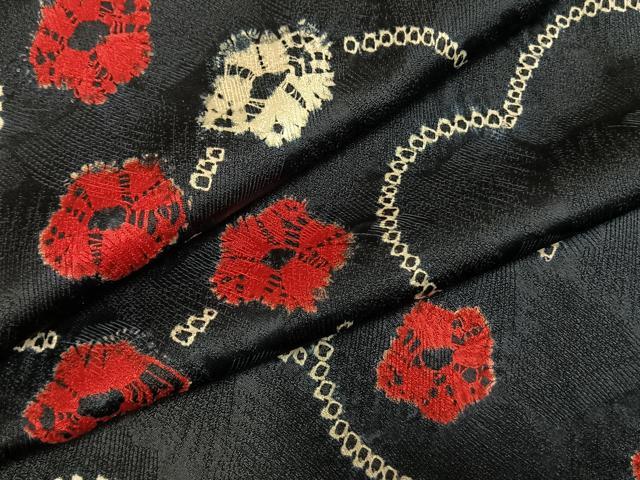 平和屋着物●上質な小紋　絞り　舞花文　正絹　逸品　未使用　AABH4970fy