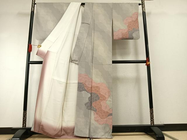 平和屋着物●江戸小紋　訪問着　道長花文　正絹　逸品　AABH4982fy