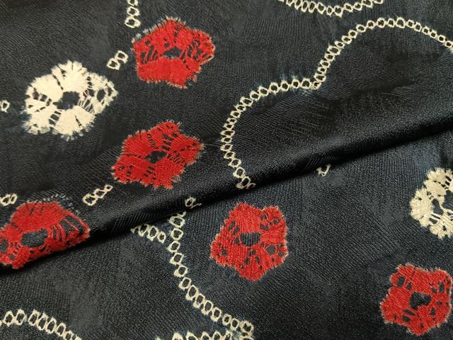 平和屋着物●上質な小紋　絞り　舞花文　正絹　逸品　未使用　AABH4970fy