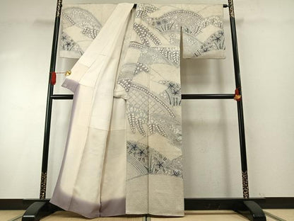 平和屋着物●訪問着　絞り　草花文　三越扱い　正絹　逸品　AABH4978fy