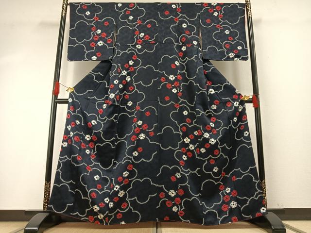 平和屋着物●上質な小紋　絞り　舞花文　正絹　逸品　未使用　AABH4970fy
