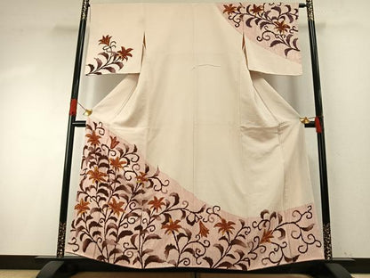 平和屋着物●訪問着　花唐草文　正絹　逸品　AABH4967fy