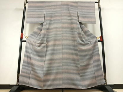 平和屋着物●上質な小紋　霞文　暈し染め　正絹　逸品　AABH4997fy