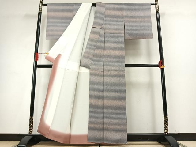 平和屋着物●上質な小紋　霞文　暈し染め　正絹　逸品　AABH4997fy