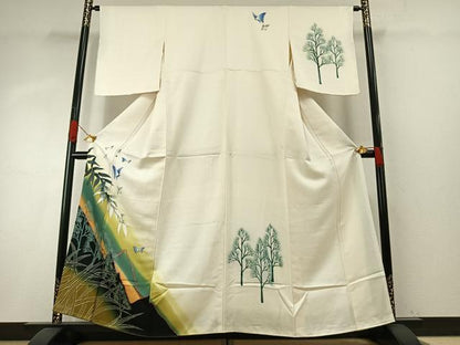 平和屋着物●訪問着　舞蝶文　ろうけつ染め　暈し染め　正絹　逸品　AABH5007fy
