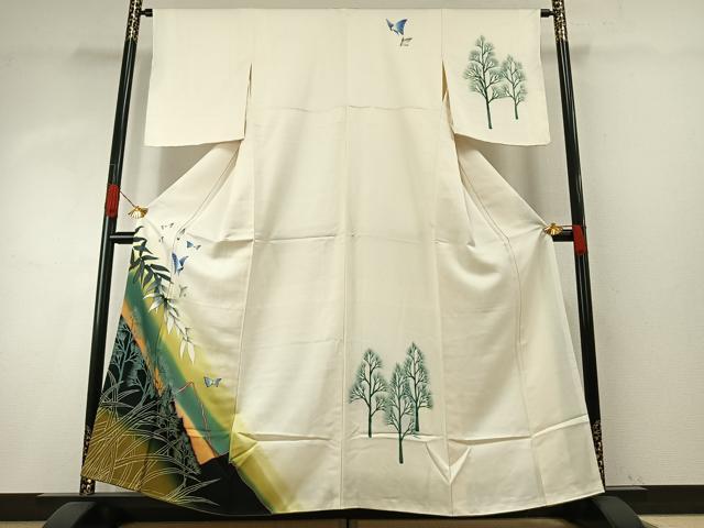平和屋着物●訪問着　舞蝶文　ろうけつ染め　暈し染め　正絹　逸品　AABH5007fy