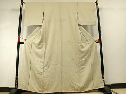 平和屋着物●上質な色無地　花唐草地紋　女郎花色　正絹　逸品　AABH5030fy