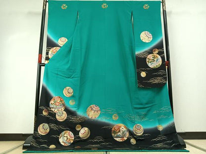 平和屋着物●豪華振袖　鞠　暈し染め　金銀彩　ロング丈　正絹　逸品　AABH5027fy