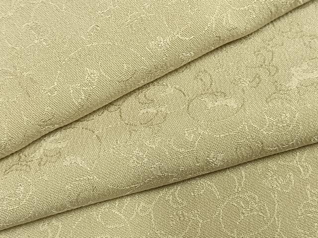 平和屋着物●上質な色無地　花唐草地紋　女郎花色　正絹　逸品　AABH5030fy
