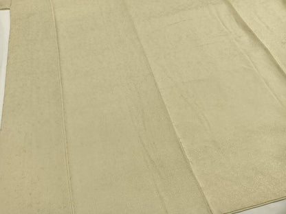 平和屋着物●上質な色無地　花唐草地紋　女郎花色　正絹　逸品　AABH5030fy