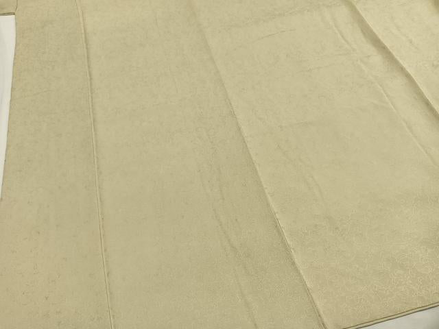 平和屋着物●上質な色無地　花唐草地紋　女郎花色　正絹　逸品　AABH5030fy